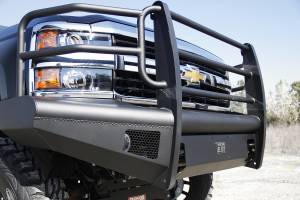 Fab Fours Elite Front Ranch Bumper 2 Stage Black Powder Coated w/Full Grill Guard And Tow Hooks - CH14-Q3060-1