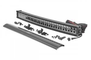Rough Country Hidden Bumper Chrome Series LED Light Bar Kit 30 in. Dual Row Light Bar [6] 5W High Intensity Cree LEDs 27000 Lumens 300W Cool White DRL Incl. Mounting Brkts. Light Cover - 70787