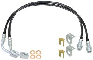 RockJock Brake Hose Kit Front Or Rear Incl. Frame Tabs Clips Copper Washers For Use w/Antirock® System 23.5 in. Long Pair - CE-9807FBLK