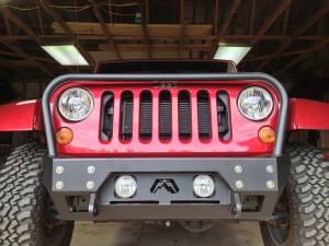 Fab Fours FMJ Stubby Winch Front Bumper Uncoated/Paintable w/Grill Guard [AWSL] - JK07-B1856-B