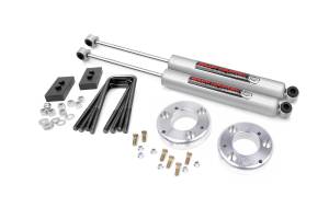 Rough Country Leveling Lift Kit w/Shocks 2 in. Lift Incl. Strut Extensions Lift Blocks U-Bolts Rear Premium N3 Shocks - 56930