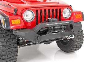 Rough Country LED Winch Bumper 5/32 in. Textured Black Powder Coat Satin Black Finish Heavy Duty Design Includes 20 in. Single Row LED Light Bar - 10595
