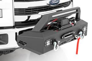 Rough Country Exo Winch Mount System Front Bumper Incl. 20 in. Black Series Single-Row LED Light Bar and [2] Flush Mount Black Series LED Cube Lights - 10762