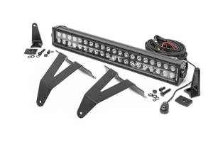 Rough Country - Rough Country Hidden Bumper Black Series LED Light Bar Kit 20 in. Dual Row Light Bar [4] 3W High Intensity Cree LEDs 9600 Lumens 120W Incl. Mounting Brkts. Light Cover - 70779 - Image 1