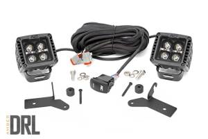 Rough Country - Rough Country LED Lower Windshield Kit 2 in. Black w/Amber DRL - 70052DRLA - Image 2