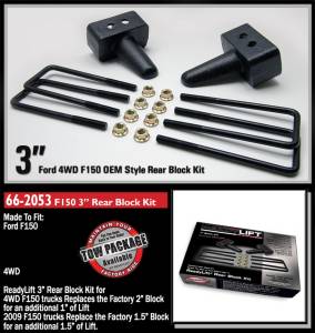 ReadyLift - ReadyLift Rear Block Kit 3 in. Cast Iron Blocks Incl. Integrated Locating Pin E-Coated U-Bolts Nuts/Washers - 66-2053 - Image 3