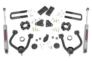 Rough Country Suspension Lift Kit w/Shocks 3.5 in. Lift Incl. Upper Control Arms Strut Spacers Differential Drop Plates Premium N3 Shocks - 500010