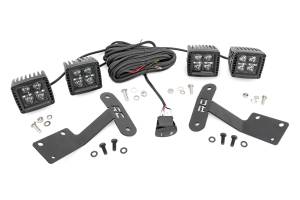 Rough Country LED Lower Windshield Ditch Kit 2 in. IP67 Waterproof Rating Aluminum Black Series w/Cool White DRL - 70837