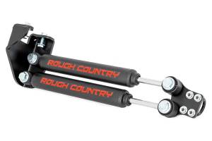 Rough Country Dual Steering Stabilizer Kit Front For 4-6.5 in. Lift Incl. 2-Black Series Hydraulic Shocks Bracketry Hardware - 87307