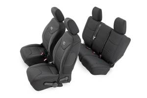 Rough Country Seat Cover Set Black Neoprene Incl. 2-Front Seat Covers 2-Rear Seat Covers 4 Headrest Covers - 91002A