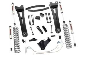 Rough Country Suspension Lift Kit 6 in. w/V2 Shocks Heavy Duty Radius Arms Rubber Bushings Adjustable Alignment Cam Lifted Coil Springs Brackets Spacers Add Leafs w/Hardware - 53870