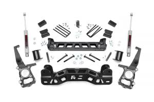 Rough Country Suspension Lift Kit 4 in. w/N3 Shocks 1/4 in. Thick Plate Steel w/Laser-Cut Logo Lifted Knuckles Strut Spacers Front / Rear Crossmembers Brackets w/Hardware - 57231