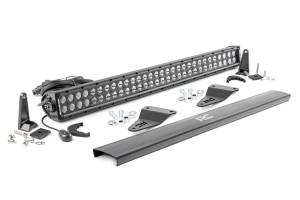 Rough Country Hidden Bumper Black Series LED Light Bar Kit 30 in. Dual Row Light Bar [6] 3W High Intensity Cree LEDs 14400 Lumens 180W Incl. Mounting Brkts. Light Cover - 70786