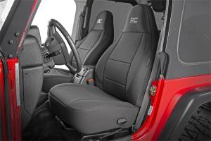 Rough Country Seat Cover Set Black Neoprene Incl. 2-Front Seat Covers 1-Rear Bench Seat Cover - 91000