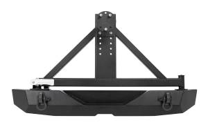 Rough Country Rock Crawler Rear HD Bumper w/Tire Carrier Incl. D-Rings and Hardware Satin Black - 10594A