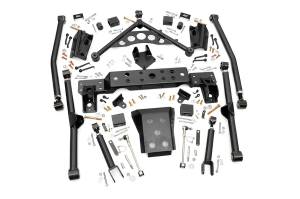 Rough Country X-Flex Long Arm Upgrade Kit For 4 in. Lift Incl. Front And Rear Control Arms 0.25 in. Thick Cross Member Skid Plate Sway Bar Disconnects Bump Stops Track Bar Bracket - 90900U