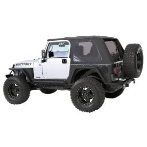 Smittybilt - Smittybilt Bowless Combo Top w/Tinted Windows Marine Grade Durable Vinyl Coated Soft Top OEM Diamond Style Fabric 30ml DOT Tinted Glass Black - 9973235 - Image 12