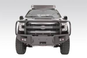 Fab Fours Premium Heavy Duty Winch Front Bumper 2 Stage Black Powder Coated w/Full Grill Guard Incl. 1 in. D-Ring Mounts/Light Cut-Outs w/Hella 90mm Fog Lamps And 60mm Turn Signals - FF15-H3250-1