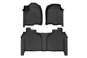 Rough Country - Rough Country Heavy Duty Floor Mats Front/Rear Semi Flexible Black Series Made Of Ultra Durable Polyethylene Textured Surface Front Row Bench Style - M-21612 - Image 1