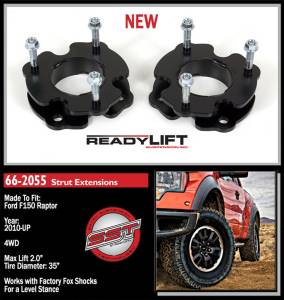 ReadyLift - ReadyLift Front Leveling Kit 2 in. Lift w/Steel Strut Extensions/All Hardware Allows Up To 35 in. Tire Black Coating - 66-2055 - Image 3
