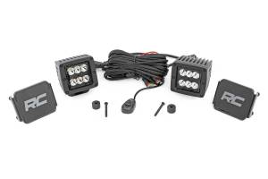 Rough Country Black Series LED Fog Light Kit Incl. Two-2 in. Lights 2880 Lumens 36 Watts Spot Beam IP67 Rating - 70062