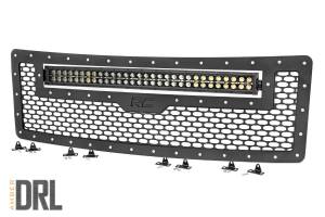 Rough Country - Rough Country Mesh Grille 30 in. Front Dual Row LED Black Powder Coat Finish Stainless Steel Hardware Unique Mesh Pattern w/Amber DRL - 70231 - Image 2