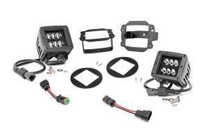 Rough Country Black Series LED Fog Light Kit Incl. Two-2 in. Lights 2880 Lumens 36 Watts Spot Beam IP67 Rating - 70630