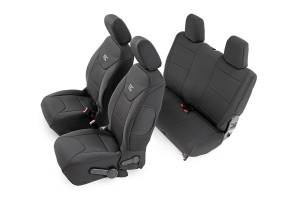 Rough Country Seat Cover Set Black Neoprene Incl. 2-Front Seat Covers 2-Rear Seat Covers 4 Headrest Covers - 91007