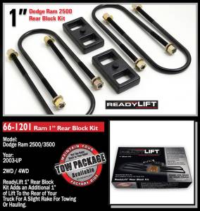 ReadyLift - ReadyLift Rear Block Kit 1 in. Cast Iron Blocks Incl. Integrated Locating Pin E-Coated U-Bolts Nuts/Washers For Use w/o Top Mounted Overloads - 66-1201 - Image 3