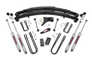 Rough Country - Rough Country Suspension Lift Kit w/Shocks 4 in. Lift Incl. leaf Springs Swaybar Links Trackbar Drop Brkt. Blocks U-Bolt Hardware Front and Rear Premium N3 Shocks - 49430 - Image 1