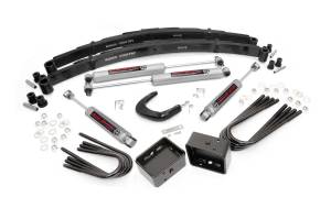 Rough Country - Rough Country Suspension Lift Kit w/Shocks 4 in. Lift Incl. Leaf Springs Steering Arm Brake Line Reloc. Brkts. Blocks U-Bolts Hardware Front and Rear Premium N3 Shocks - 12030 - Image 1