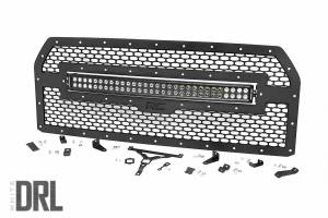 Rough Country Mesh Grille w/LED 30 in. Dual Row Black Series LED w/Cool White DRL - 70193DRL