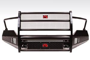 Fab Fours Black Steel Front Bumper 2 Stage Black Powder Coated w/Full Grill Guard And Tow Hooks - DR13-K2960-1