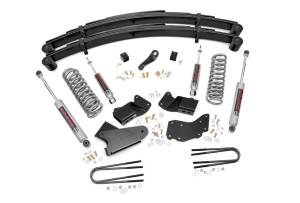 Rough Country Suspension Lift Kit w/Shocks 4 in. Lift Incl. Coil Springs Radius Arm/I-Beam Drop Brkt. Pitman Arm Leaf Springs U-Bolts Hardware Front and Rear Premium N3 Shocks - 44030