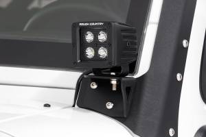 Rough Country - Rough Country LED Windshield Light Mounts Lower For Cree 2 in. Square LED Lights 4 in. Round LED Lights - 70044 - Image 2