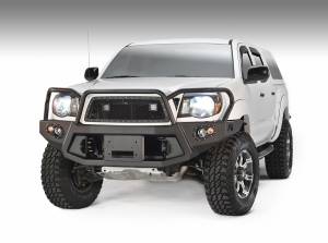 Fab Fours Premium Heavy Duty Winch Front Bumper 2 Stage Black Powder Coated w/Full Grill Guard Incl. 1in. D-Ring Mounts/Light Cut-Outs w/Fab Fours 90mm Fog Lamps/60mm Turn Signals - TT05-B1550-1