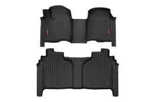 Rough Country Heavy Duty Floor Mats Front/Rear Semi Flexible Black Series Made Of Ultra Durable Polyethylene Textured Surface Front Row Bucket Style - M-21613