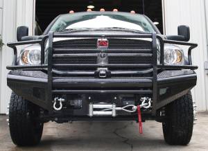 Fab Fours - Fab Fours Black Steel Front Ranch Bumper 2 Stage Black Powder Coated w/Full Grill Guard Incl. Light Cut-Outs - DR03-S1060-1