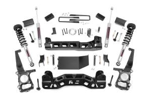 Rough Country - Rough Country Suspension Lift Kit 4 in. Lifted Knuckles Drop Brackets Sway-Bar Brake Line Drive Shaft Spacer 1/4 in. Thick Plate Steel Fabricated Blocks Includes N3 Shocks - 59931 - Image 1