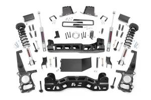 Rough Country - Rough Country Suspension Lift Kit 6 in. Lifted Knuckles Drop Brackets Sway Bar Brake Line Drive Shaft Spacer 1/4 in. Thick Plate Steel Laser Cut Fabricated Rear Blocks - 57531 - Image 2