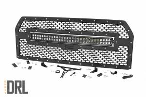 Rough Country Mesh Grille w/LED 30 in. Dual Row Black Series LED w/Amber DRL - 70193BDA