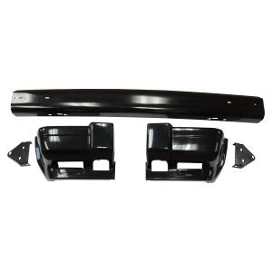 Crown Automotive Jeep Replacement - Crown Automotive Jeep Replacement Front Bumper Kit Black Incl. Bumper And 2 End Caps  -  5EE85TZZACK - Image 1