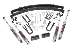 Rough Country Suspension Lift Kit w/N3 Shocks 3 in. Lift Incl Leaf Springs Blocks U-Bolts Hardware Front and Rear Premium N3 Shocks - 700N3