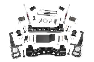 Rough Country - Rough Country Suspension Lift Kit 4 in. Lifted Knuckles Strut Spacers Front/Rear Cross Member Sway-Bar Drop Brackets Brake Line Brackets Driveshaft Spacer - 59930 - Image 1