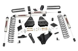 Rough Country Suspension Lift Kit 4.5 in. w/V2 Monotube Shocks Lifted Coil Springs Pitman Arm Brackets Bumpstop Spacers Fabricated Lift Blocks U-Bolts Hardware - 56370