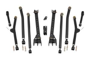 Rough Country X-Flex Long Arm Upgrade Kit For 4-6 in. Lift Incl. Front And Rear Control Arms w/X-Flex Joints Mounting Brkts Rubicon Compressor Brkt Clevite Bushings Track Bar Brkt - 63800U