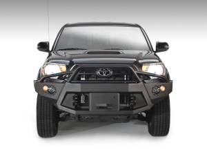 Fab Fours Premium Heavy Duty Winch Front Bumper Uncoated/Paintable w/Pre-Runner Grill Guard Incl. 1in. D-Ring Mts./Light Cut-Outs w/Hella 90mm Fog Lamps/60mm Turn Signals [AWSL] - TT12-B1652-B