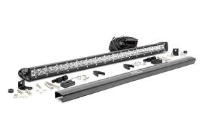 Rough Country Cree Chrome Series LED Light Bar 30 in. Single Row 12000 Lumens 150 Watts Spot Beam IP67 Rating Incl. Wire Harness Switch - 70730