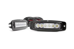 Rough Country Cree Chrome Series LED Light Bar Two-6 in. Light Bars Flush Mount 2880 Lumens 36 Watts Flood Beam IP67 Rating Incl. Wire Harness Switch - 70916