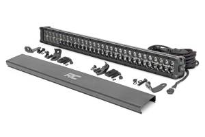 Rough Country Cree Black Series LED Light Bar 30 in. Dual Row 27000 Lumens 300 Watts Spot/Flood Beam IP67 Rating Incl. Wire Harness Switch Cool White DRL - 70930BD